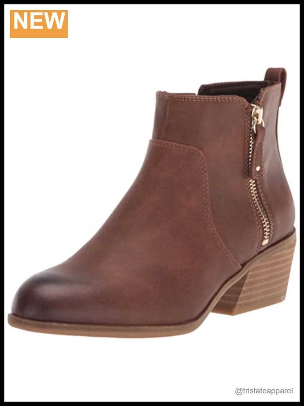 Women's Pointed Toe Ankle Bootie Block Heel Side Zipper Faux Leather